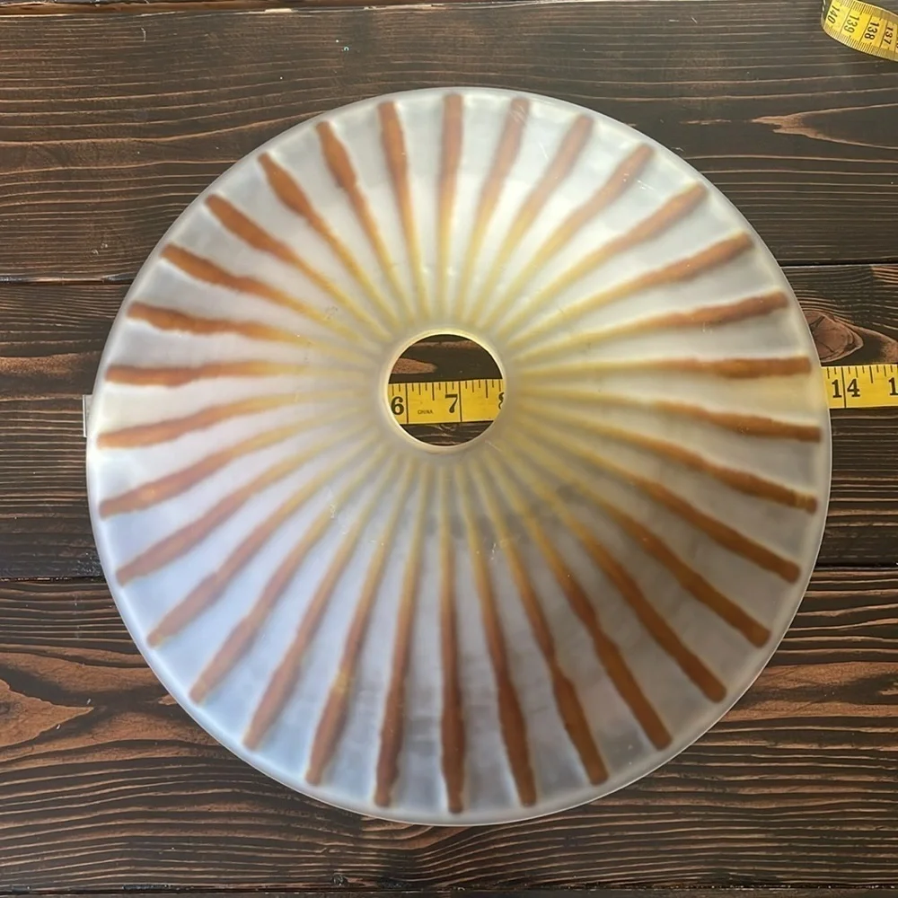 Vintage Frosted Glass Globe with Amber Stripes